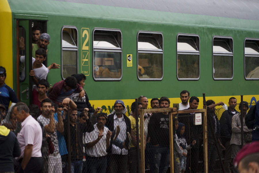 Syrian refugees strike in front of  Budapest Keleti railway station. Refugee crisis. Budapest, Hungary, Central Europe, 4 September 2015.