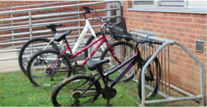 Safe storage: Students store bikes on the bike rack during the school day.