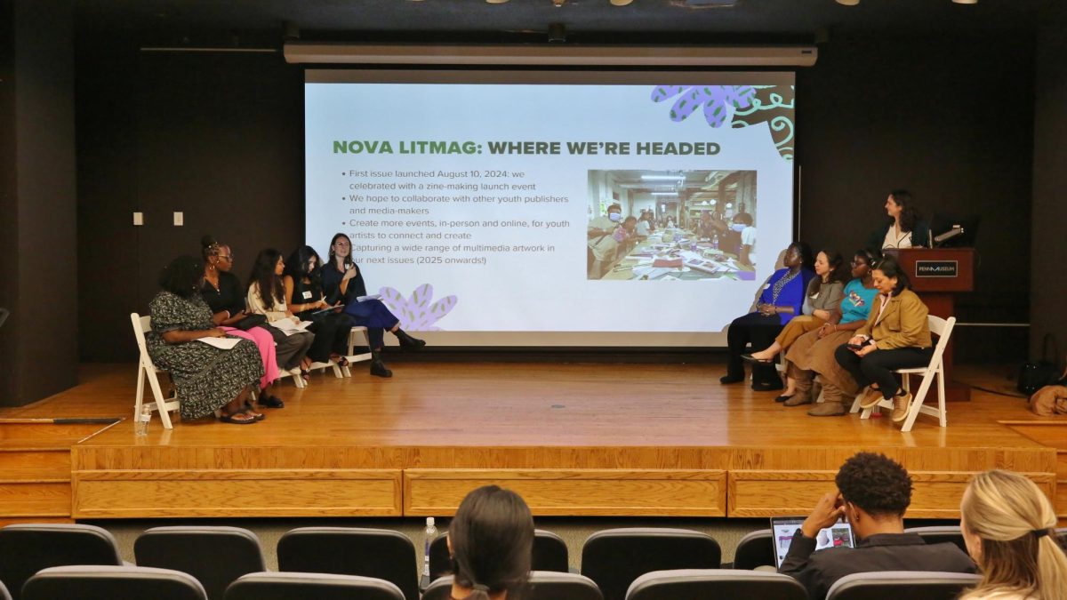 Leading change: Members of Write4Change present plans for their literary magazine NOVA at the Philadelphia Writing Project Conference. NOVA released its first issue earlier this year on Aug.13. Write4change will continue their research on the impact of AI on writing. 
