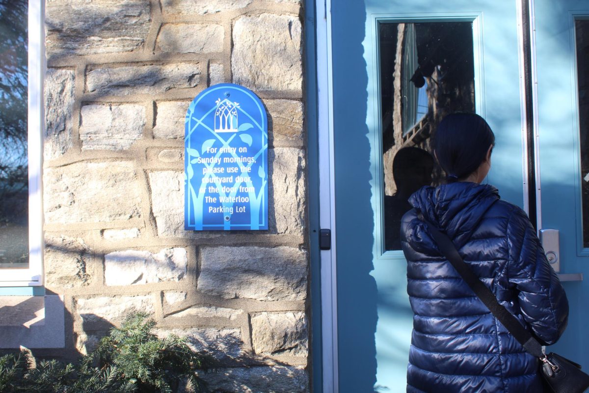 Heading to work: Freshman Sana Bhattacharyya arrives at the Trinity Presbyterian Church of Berwyn’s nursery school, where she works with freshman Sophie Norris on the weekends. She has volunteered at the church since middle school and started working in the nursery this year. 