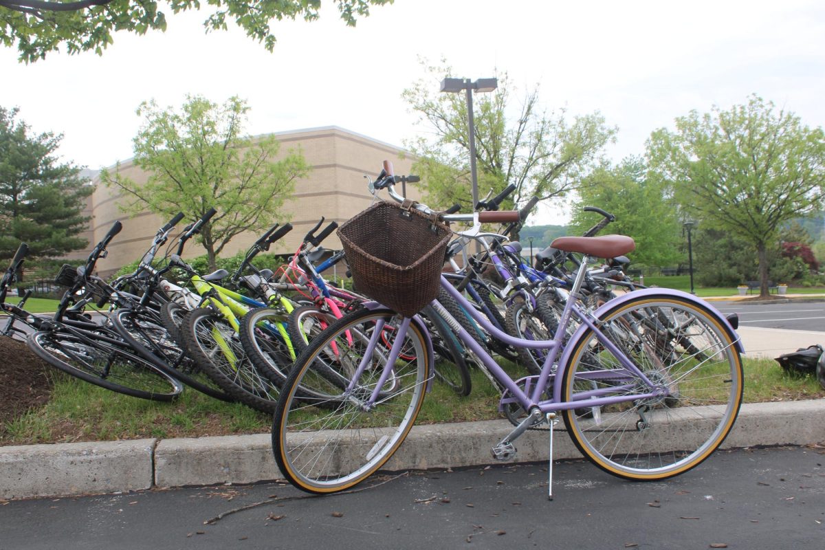 Waiting for a new home: Donated bikes wait to be loaded onto a trailer at the Transportation Management Association of Chester County’s (TMACC) second annual bike drive. TMACC hosted the event on May 3 to refurbish gently used bikes.