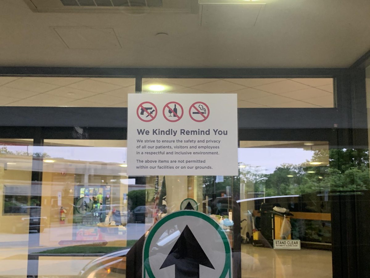 Kind reminder: A sign outside of the Paoli Hospital in Paoli reminds visitors that guns, alcohol and smoking are not allowed inside. CeaseFirePA began advocating for such community gun safety standards in 2002.