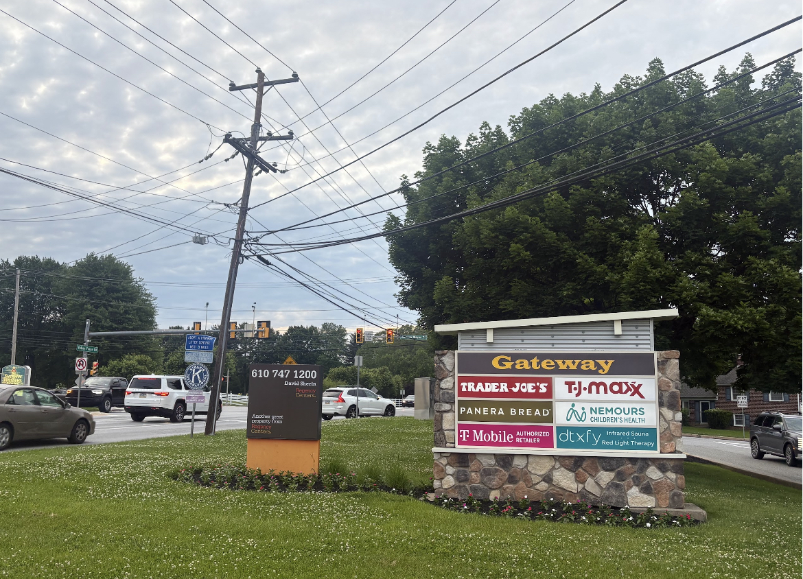 Sidewalks for safety: The Gateway Shopping Center entrance serves as a common walking path for students at Valley Forge Middle School. Tredyffrin Township received $1.3 million for 1,550 feet of sidewalk which will help improve student safety.